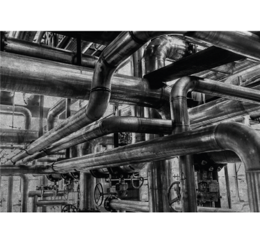 Industrial concrete wall with pipes modern mural wallpaper - TenStickers