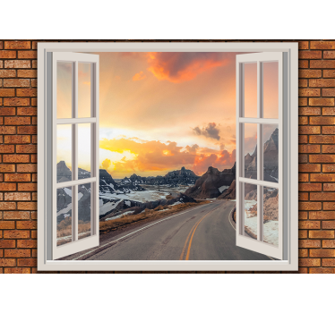 Landscape mural wallpaper mountain dusk view - TenStickers