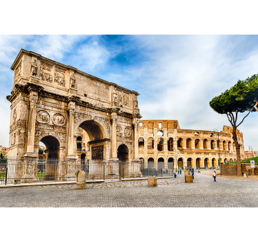 City wall mural of rome's historic landmarks - TenStickers