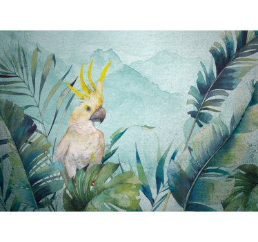 Colonial style cockatoos with plants mural wallpaper - TenStickers