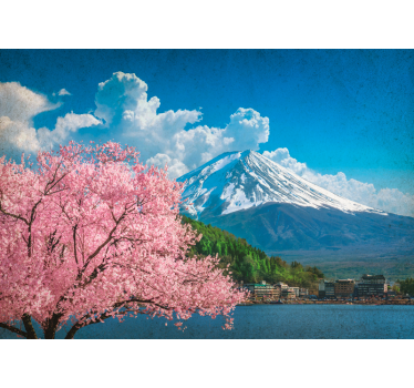 Cherry blossom trees in front of a lake mural wallpaper - TenStickers