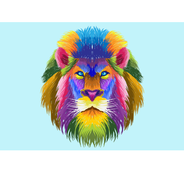 Abstract Colorful Lion Animal modern mural wallpaper - TenStickers