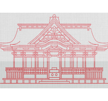 Red Japandi traditional house vintage mural - TenStickers