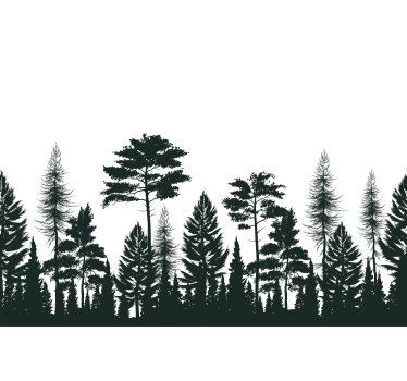 Pine trees silhouette  forest mural wallpaper - TenStickers