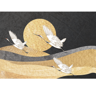 Oriental birds flying  abstract mural - TenStickers