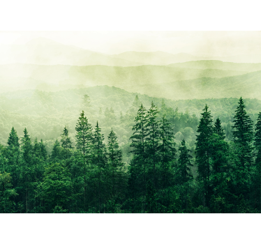 Hill treetop green forest mural wallpaper - TenStickers