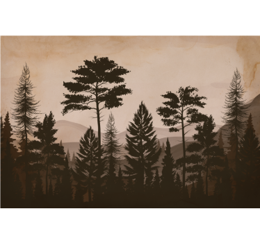 Nature wall mural silhouette forest landscape - TenStickers