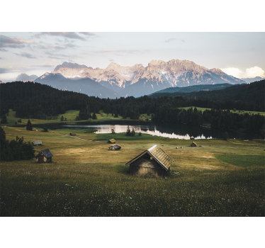 Landscape mural wallpaper serene mountain scene - TenStickers
