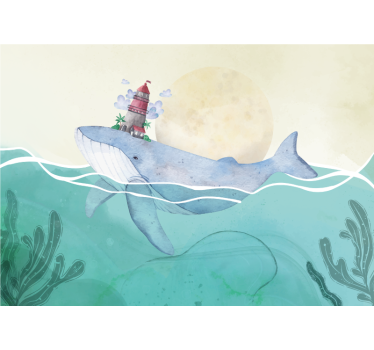 Scandinavian style whales mural wallpaper - TenStickers
