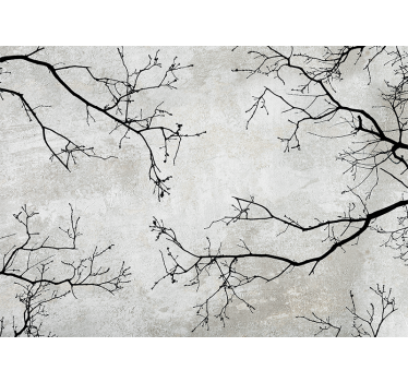 Tree branches with white background nature murals - TenStickers