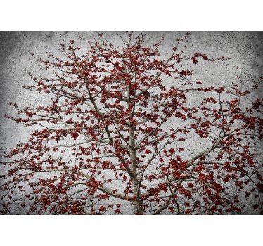 Flower mural red blossom tree - TenStickers