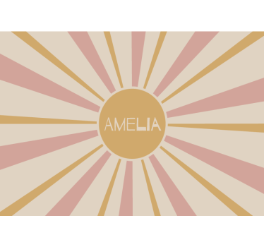 Mural quote sunburst personalized name - TenStickers