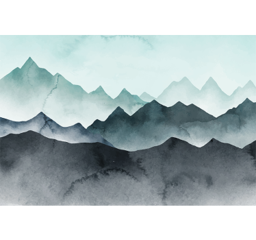 Painted blue mountains mountain mural - TenStickers