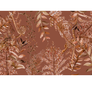 Dense leaves terracotta wall mural - TenStickers