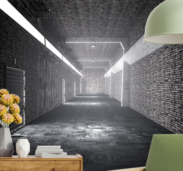 3D Brick Tunnel  3d mural wallpaper - TenStickers