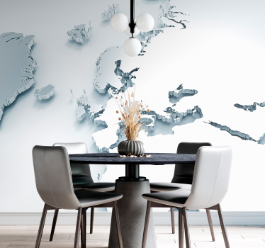 3D effect world map mural wallpaper - TenStickers