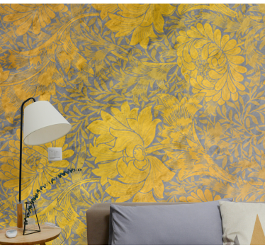 3D golden concrete flowers mural wallpaper - TenStickers