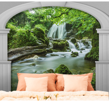 3D pilars with waterfall mural - TenStickers