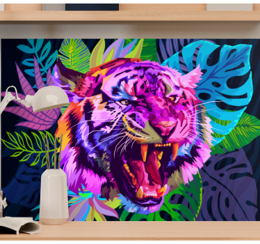 3D tiger in galaxy mural wallpaper - TenStickers