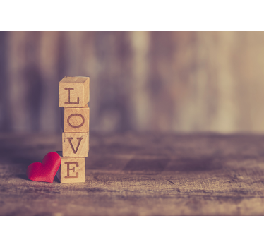 Love wall mural love text in wood - TenStickers