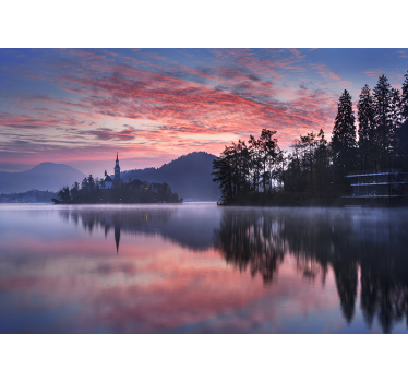 sunset with lake landscape wall mural - TenStickers