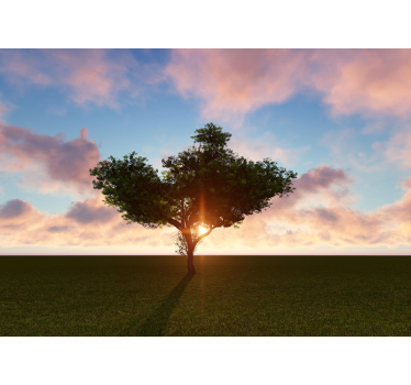 Lonely tree at sunrise landscape wall mural - TenStickers