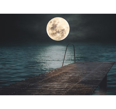 Full moon in the sea landscape wall mural - TenStickers