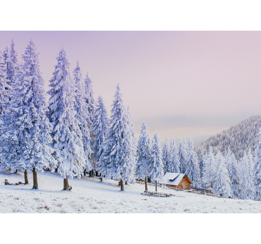 Beautiful winter trees and house Forest Wall Mural - TenStickers