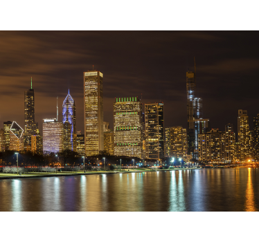 Chicago night with michigan lake Chicago Wall Mural - TenStickers