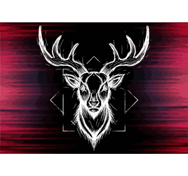 Abstract drawing stag with antlers animal photo wallpaper - TenStickers
