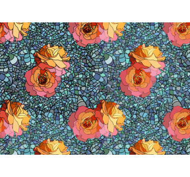 Abstract rose mosaic flower wall mural - TenStickers