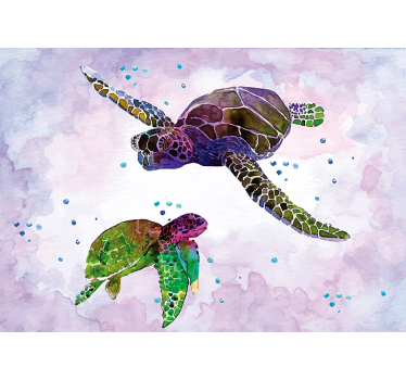 Watercolour turtles wall mural - TenStickers
