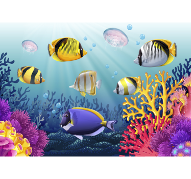 Fish swimming under the sea wall mural - TenStickers