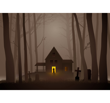 Halloween village wall mural wallpaper - TenStickers