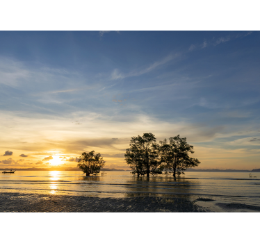 Sunset beach under the sea wall mural - TenStickers