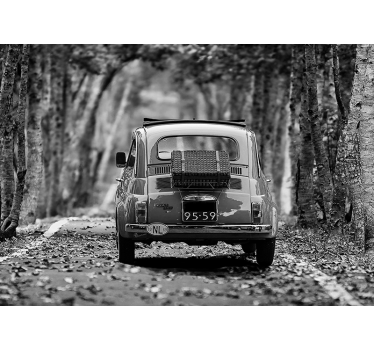 black and white classic car wall mural - TenStickers