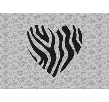 Zebra animal print heart love wall mural - TenStickers