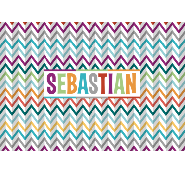 Children wall mural colorful chevron design - TenStickers
