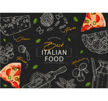 Italian food icons mural wallpaper - TenStickers