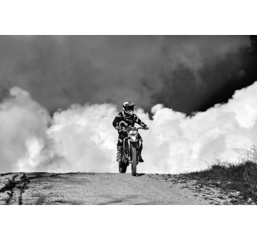 Dark smoke black and white motocross wallmural - TenStickers