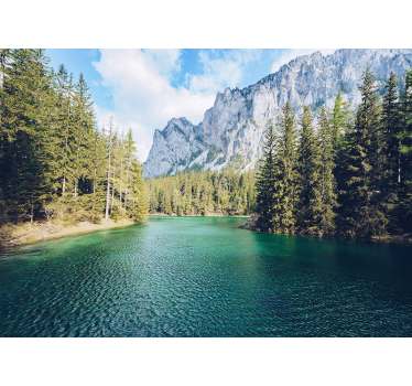 Mountain Lake Scene landscape mural wallpaper - TenStickers
