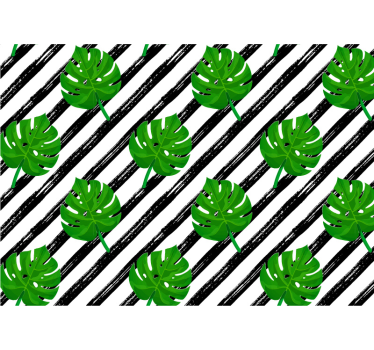 Striped monstera leaves nature wall mural - TenStickers