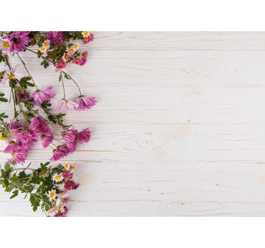 Wooden planks with flowers wall mural wood mural - TenStickers