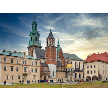City wall mural kraków's historic skyline - TenStickers