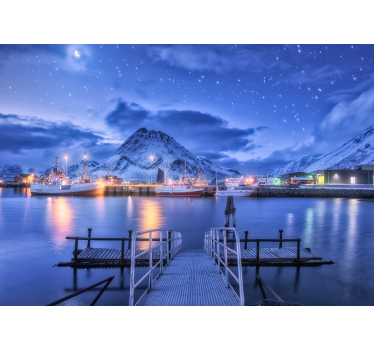 boat with clouds and stars Children Wall Murals - TenStickers