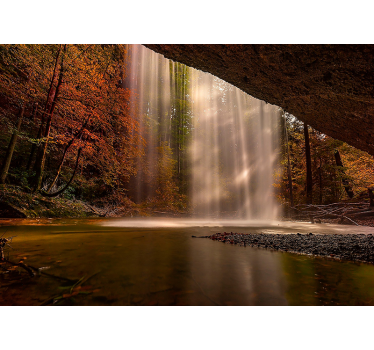 Forest landscape and waterfall forest mural wallpaper - TenStickers