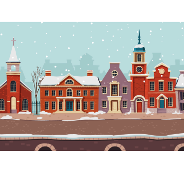 Urban street winter landscape winter wonderland wall mural - TenStickers