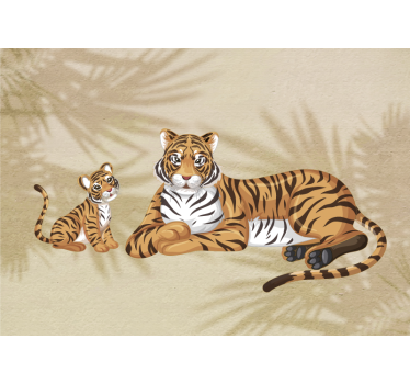 Baby tiger portrait Wallpaper for bedroom - TenStickers