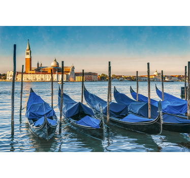 Venice dock bridge with boats 3d mural wallpaper - TenStickers