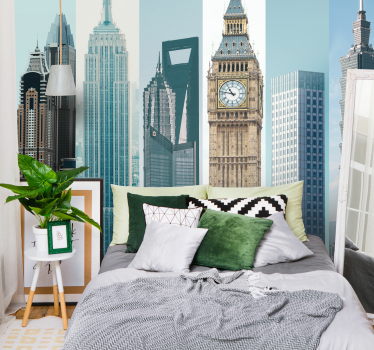 City buildings mural wallpaper - TenStickers